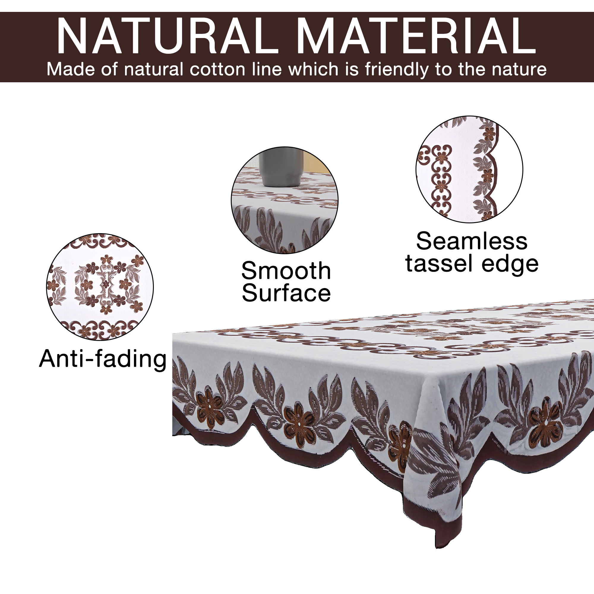 Kuber Industries 60x40 Inch Net Cotton 4 Seater Centre Table Cover Cloth for Living Room  Tea Table Top Cover for Home Decor  Center Table Cloth for Office Table  Dolphin 17301 - Cream  Coffee