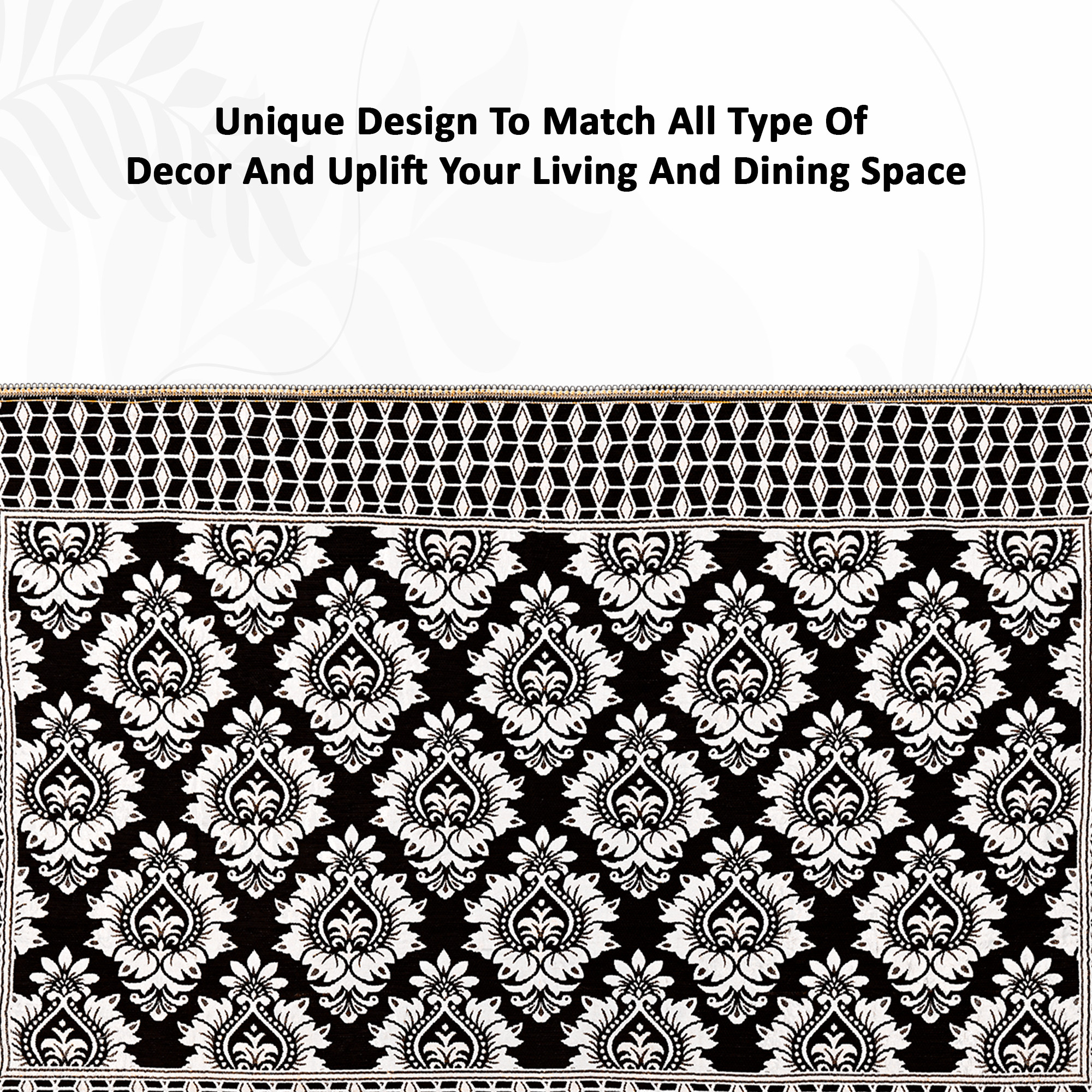 Kuber Industries 60x40 Inch Rectangular Table Cloth for 4 Seater Dining Table  Machine Washable Shannel Centre Table Protector Cover  Sheet for HomeOffice  Damask Design -Black