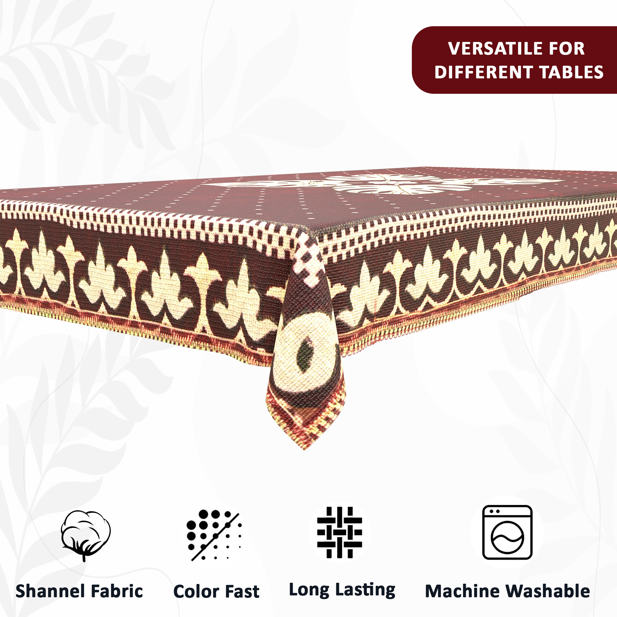 Kuber Industries 60x40 Inch Rectangular Table Cloth for 4 Seater Dining Table  Machine Washable Shannel Centre Table Protector Cover  Sheet for HomeOffice  Patta Design -Maroon