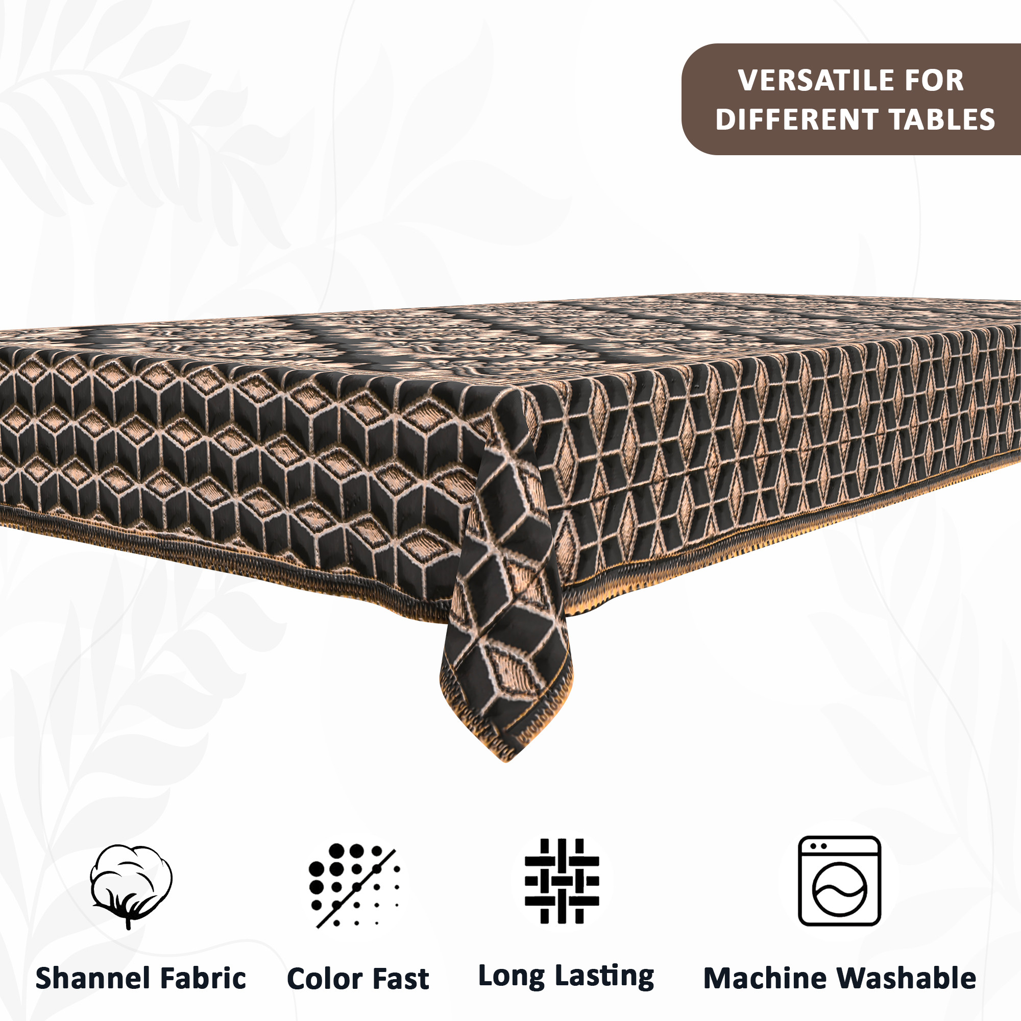 Kuber Industries 60x40 Inch Rectangular Table Cloth for 4 Seater Dining Table  Machine Washable Shannel Centre Table Protector Cover  Sheet for HomeOffice  Damask Design -Brown