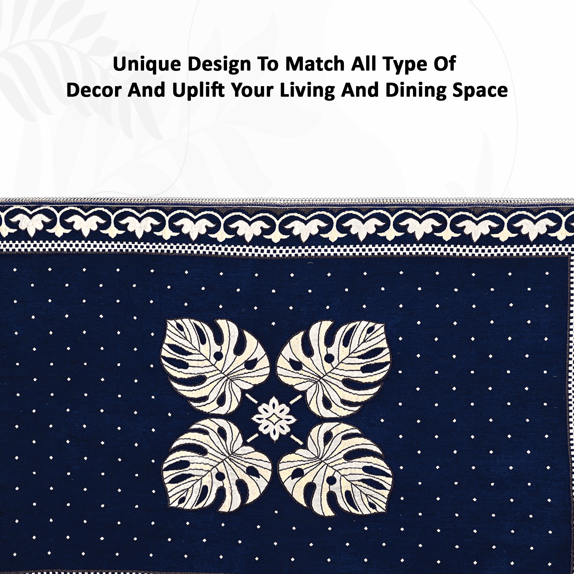 Kuber Industries 60x40 Inch Table Cloth for 4 Seater Dining Table  Machine Washable Shannel Centre Table Protector Cover  Sheet for HomeOffice  Patta Design - Navy Blue