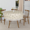 60x60 Inch PVC Round Table Cloth for 4 Seater Dining Table | Waterproof Table Cover Cloth | Table Protector for Home, Cafes & Restaurants | Rangoli Cedar CBF - Cream & Grey