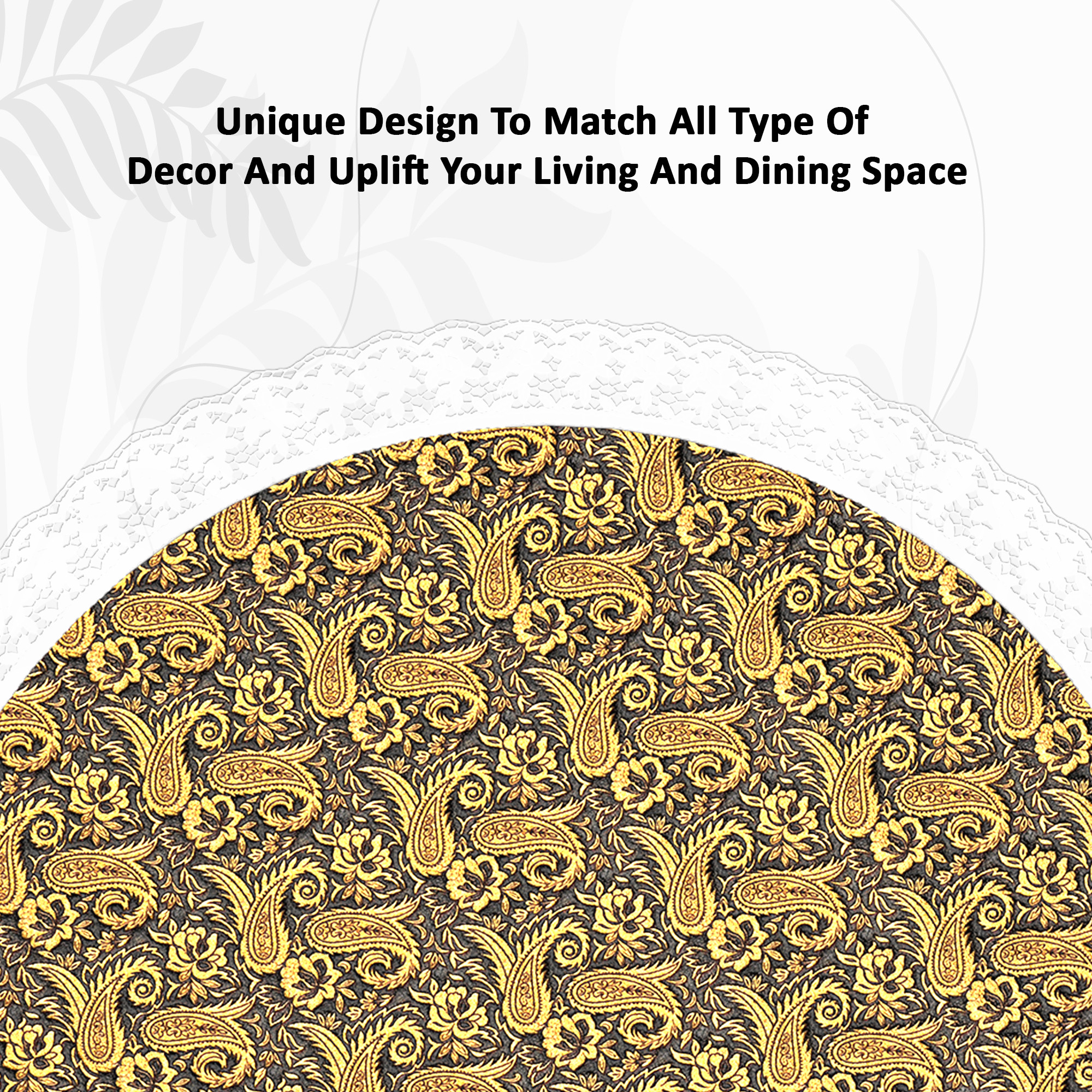 Kuber Industries 60x60 Inches Round Waterproof 4 Seater Dining Table Cover  Durable  Wipeable Centre Table Sheet  Protector for Home Bedroom  Office  Multi Floral - Black Golden