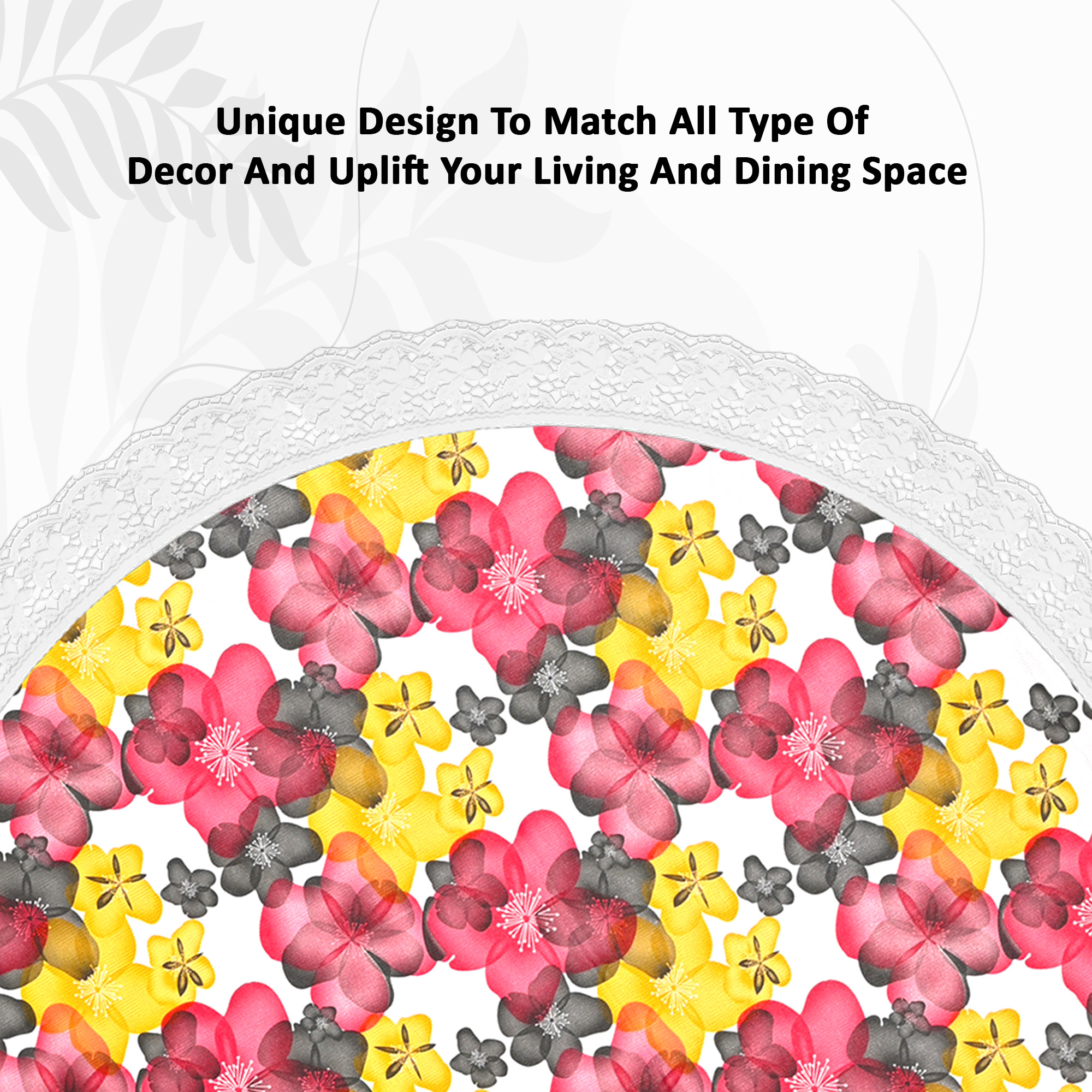 Kuber Industries 60x60 Inches Round Waterproof 4 Seater Dining Table Cover  Durable  Wipeable Centre Table Sheet Cloth  Protector for Home Bedroom  Office  Multi Floral - White Red