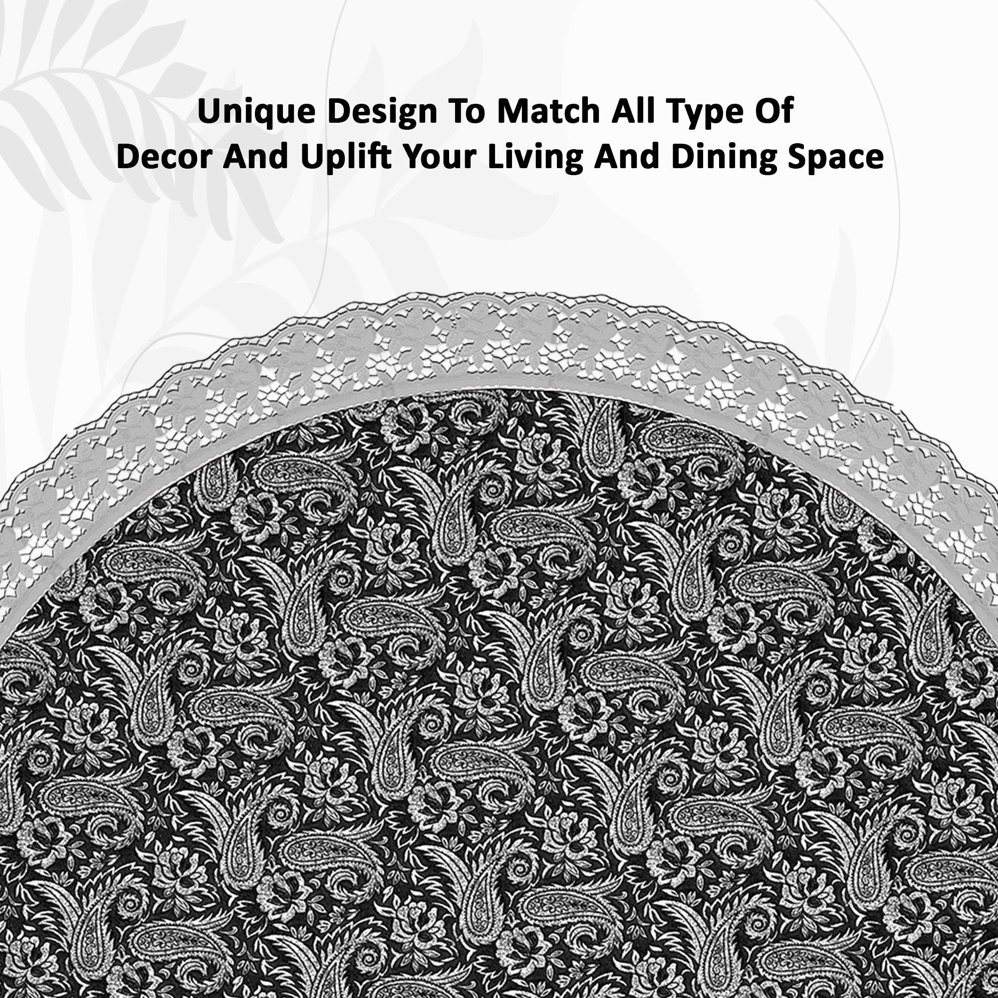 Kuber Industries 60x60 Inches Round Waterproof 4 Seater Dining Table Cover  Durable  Wipeable Centre Table Sheet  Protector for Home Bedroom  Office  Multi Floral - Black Silver