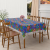 60x90 Inch Dining Table Cover 6 Seater Waterproof – Heat Resistant, Scratch-Proof & Easy to Clean | PVC Table Protector for Dining, Kitchen & Restaurant Use | Multi Flower - Blue