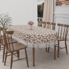 60x90 Inch Oval Waterproof PVC Table Cover – Heat-Resistant &amp; Scratch-Proof Dining Table Protector for 6-Seater | Tablecloth for Home, Office, Restaurant | Flower - Cream &amp; Brown
