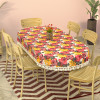 60x90 Inches Oval Waterproof 6 Seater Dining Table Cover with Wavy Border | Durable &amp; Easy to Clean Table Protector Cover for Home &amp; Office | Multi Floral - White Red