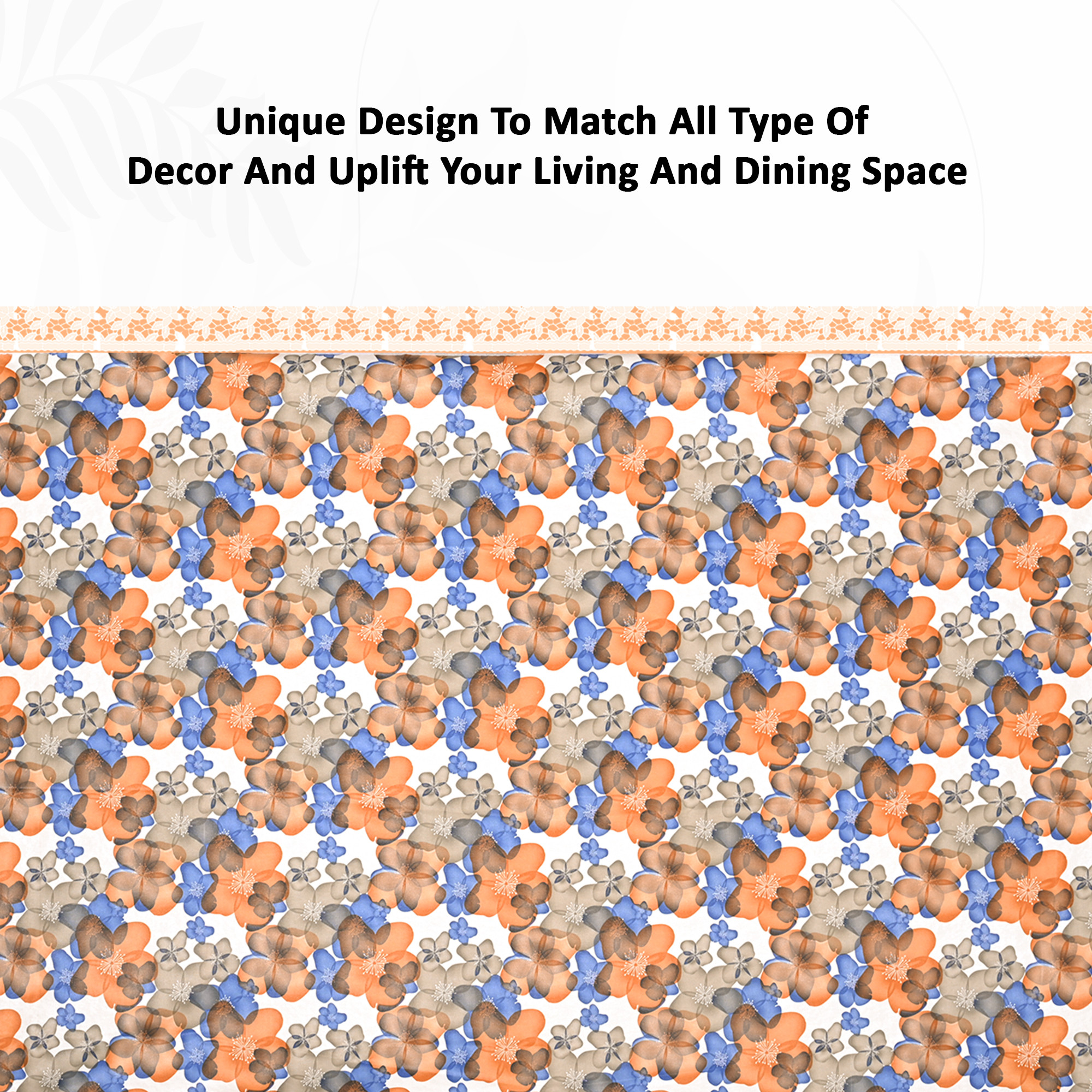 Kuber Industries 60x90 Inches Retangular Waterproof 6 Seater Dining Table Cover with Wavy Border  Durable  Easy to Clean Table Protector Cover for Home  Office  Multi Floral - White Blue