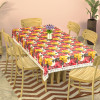 60x90 Inches Retangular Waterproof 6 Seater Dining Table Cover with Wavy Border | Durable &amp; Easy to Clean Table Protector Cover for Home &amp; Office | Multi Floral - White Red