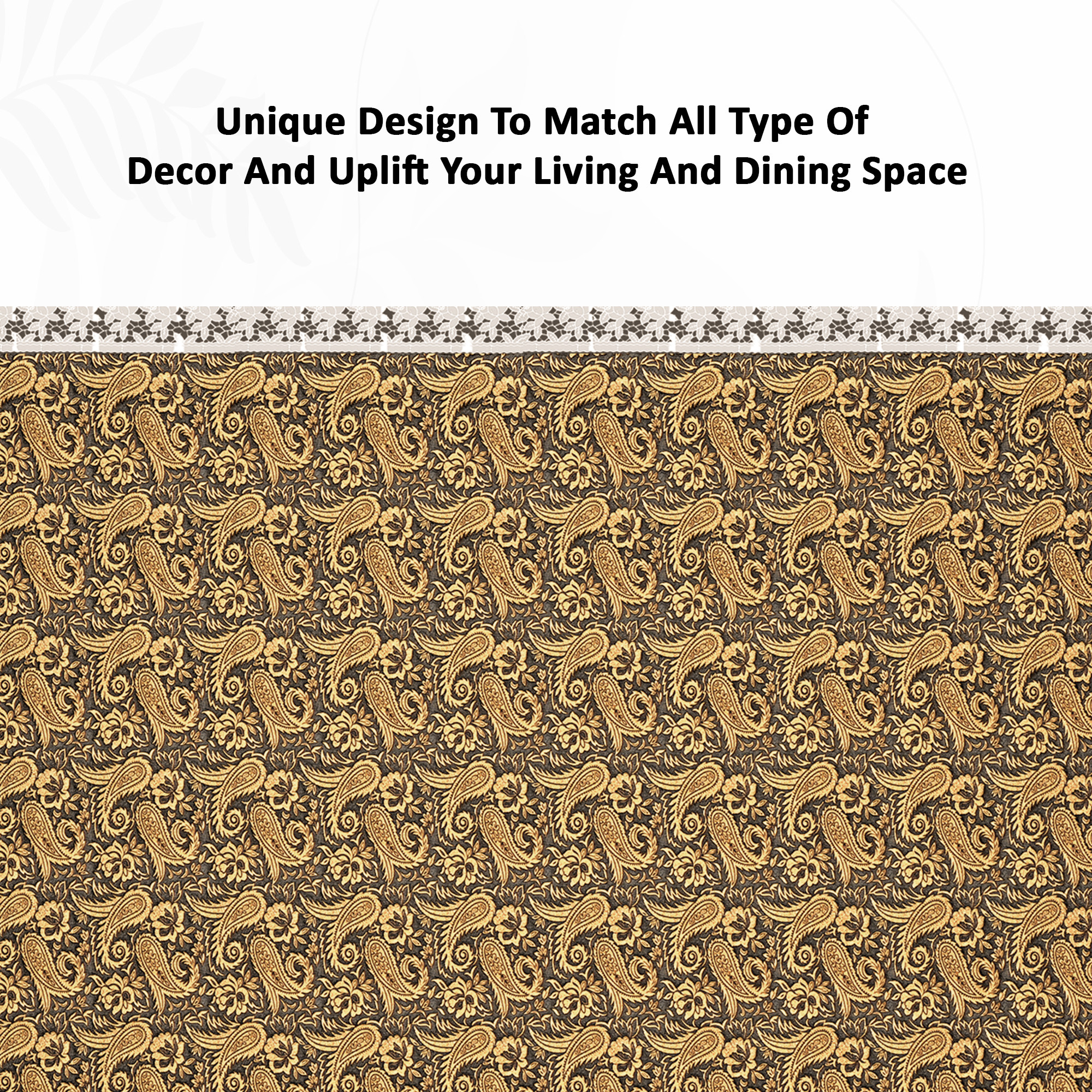 Kuber Industries 60x90 Inches Retangular Waterproof 6 Seater Dining Table Cover with Wavy Border  Easy to Clean Table Protector Cover for Home  Office  Multi Floral - Black Golden