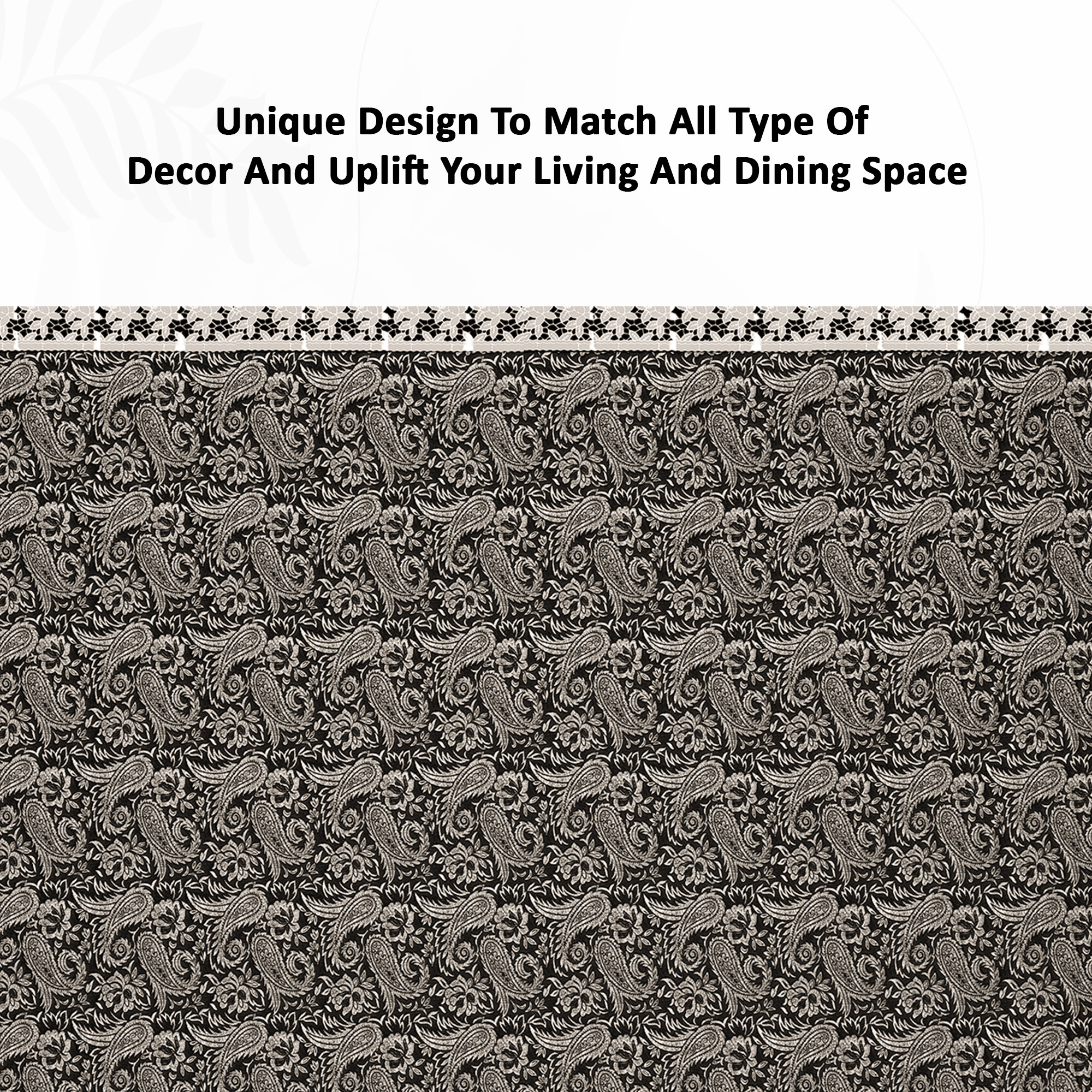 Kuber Industries 60x90 Inches Retangular Waterproof 6 Seater Dining Table Cover with Wavy Border  Easy to Clean Table Protector Cover for Home  Office  Multi Floral - Black Silver