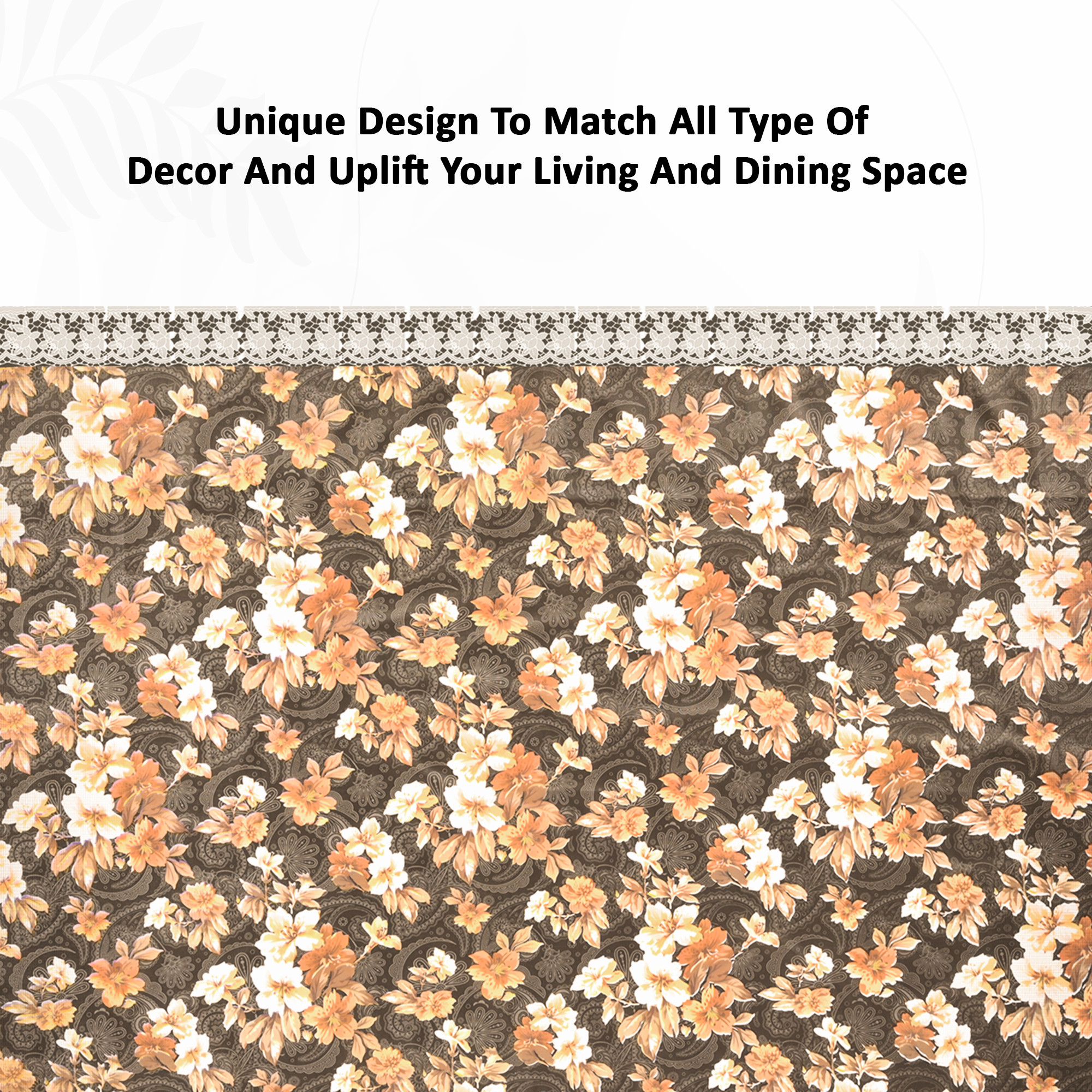 Kuber Industries 60x90 Inches Waterproof Oval Dining Table Cover 6 Seater for Kitchen  Aesthetic Dinner Table Cover Cloth For Living Room House  Office  Flowr Print - Grey  Brown