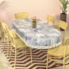 60x90 Inches Waterproof Oval Dining Table Cover 6 Seater for Kitchen | Aesthetic Dinner Table Cover Cloth For Living Room &amp; House | Flower Circle Print - Grey