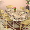 60x90 Inches Waterproof Oval Dining Table Cover 6 Seater for Kitchen | Aesthetic Dinner Table Cover Cloth For Living Room &amp; House | Flower Circle Print - Light Brown
