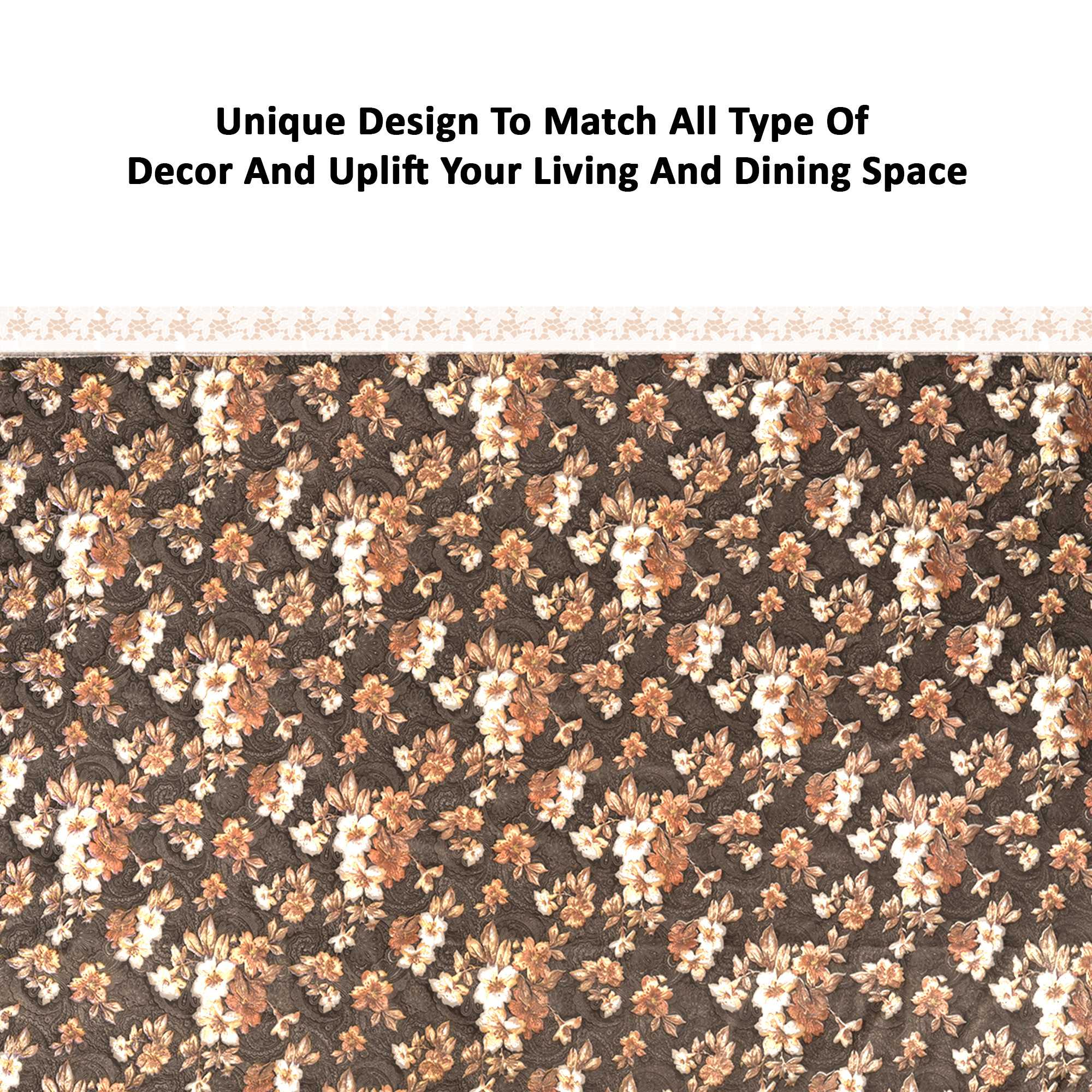 Kuber Industries 60x90 Inches Waterproof Rectangular Dining Table Cover 6 Seater for Kitchen  Aesthetic Dinner Table Cover Cloth For Living Room  House  Flowr Print - Grey  Brown