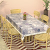 60x90 Inches, Waterproof Rectangular Dining Table Cover 6 Seater for Kitchen | Aesthetic Dinner Table Cover Cloth For Living Room | Flower Circle Print - Grey