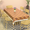 60x90 Inches, Waterproof Rectangular Dining Table Cover 6 Seater for Kitchen | Aesthetic Dinner Table Cover Cloth For Living Room &amp; House | Golden Check Print - Pink