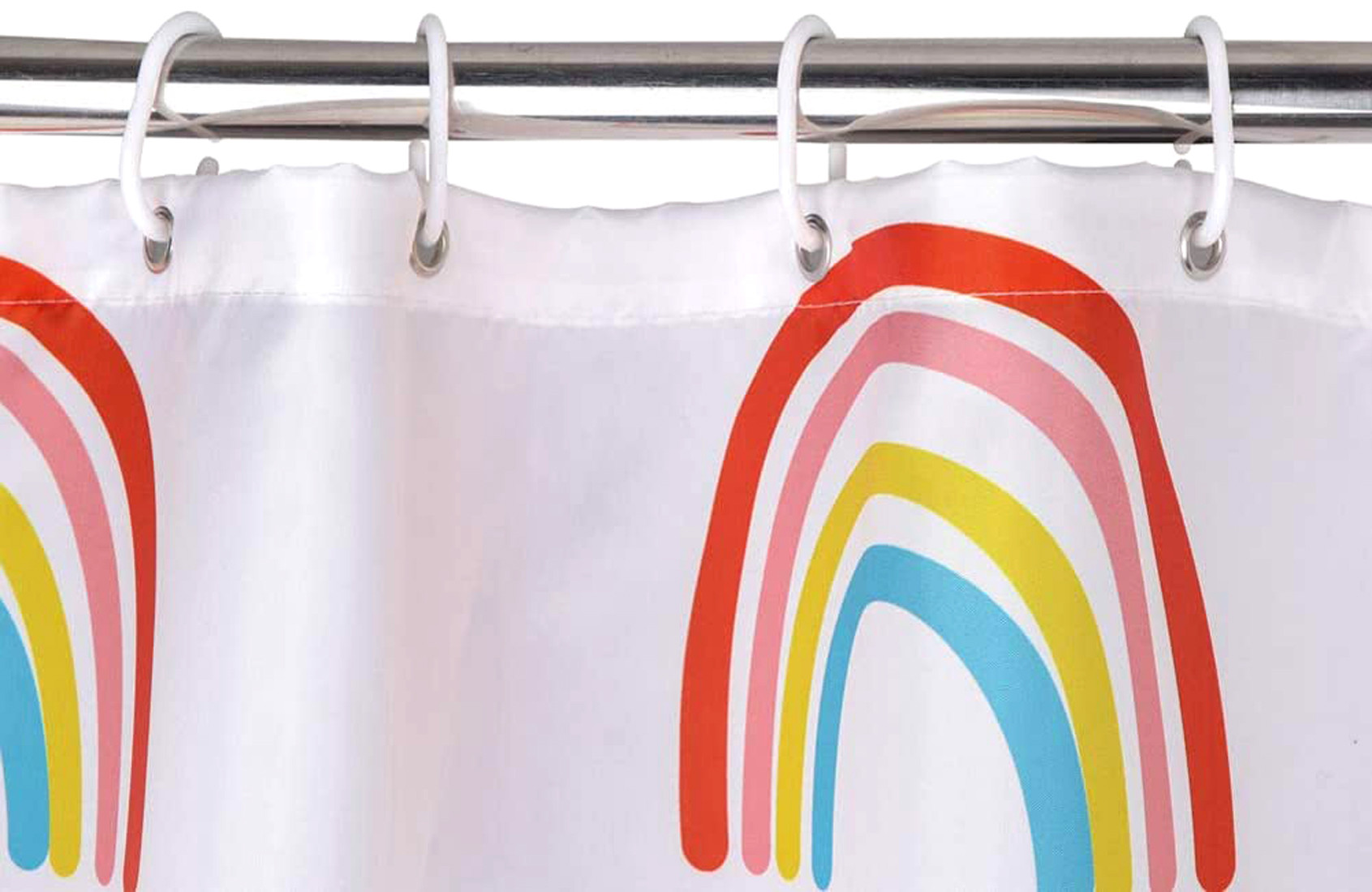 Kuber Industries 7 Feet PVC Rainbow Print Shower Curtain/AC Curtain For Bathroom, Living Room With 8 Hooks (White)