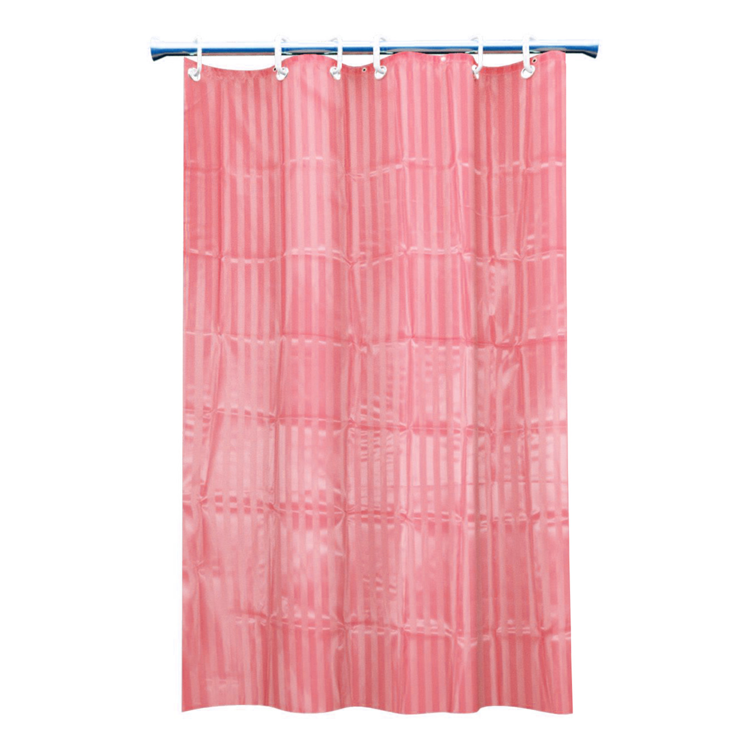 Kuber Industries 7 Feet PVC Shower Curtain/AC Curtain For Bathroom, Living Room With 8 Hooks (Pink)