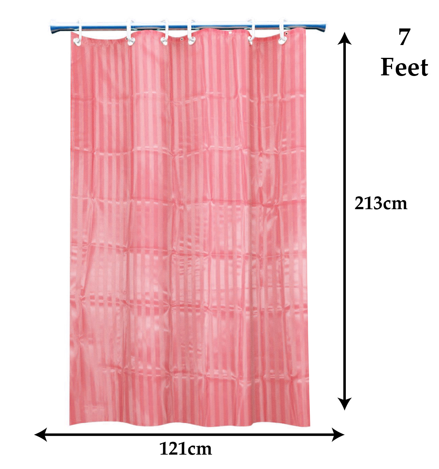 Kuber Industries 7 Feet PVC Shower Curtain/AC Curtain For Bathroom, Living Room With 8 Hooks (Pink)