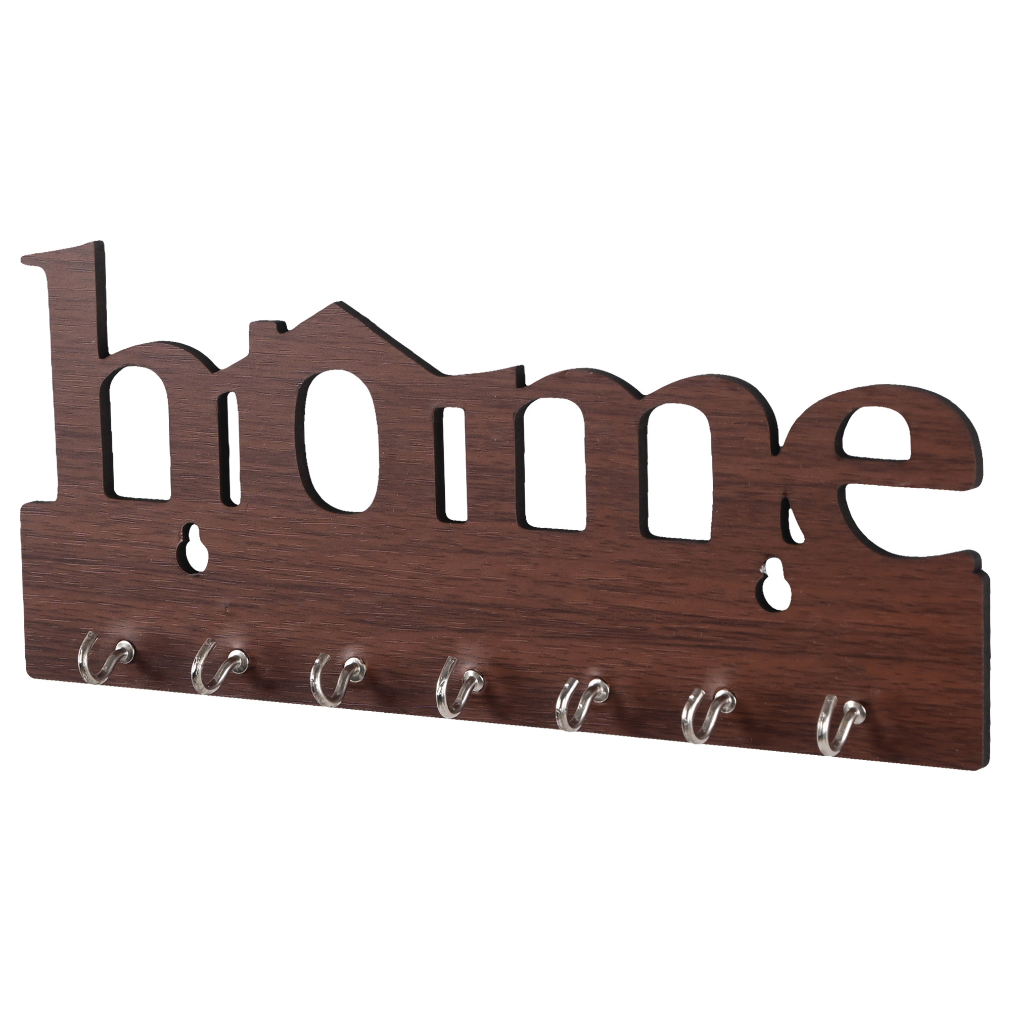 Kuber Industries 7 Hook Wooden Key Holder for Home Decor Stylish  Key Holder Stand  Key Stand for Wall  Key Hangers  Decorative Items for Home Decor  Home Print - Dark Brown