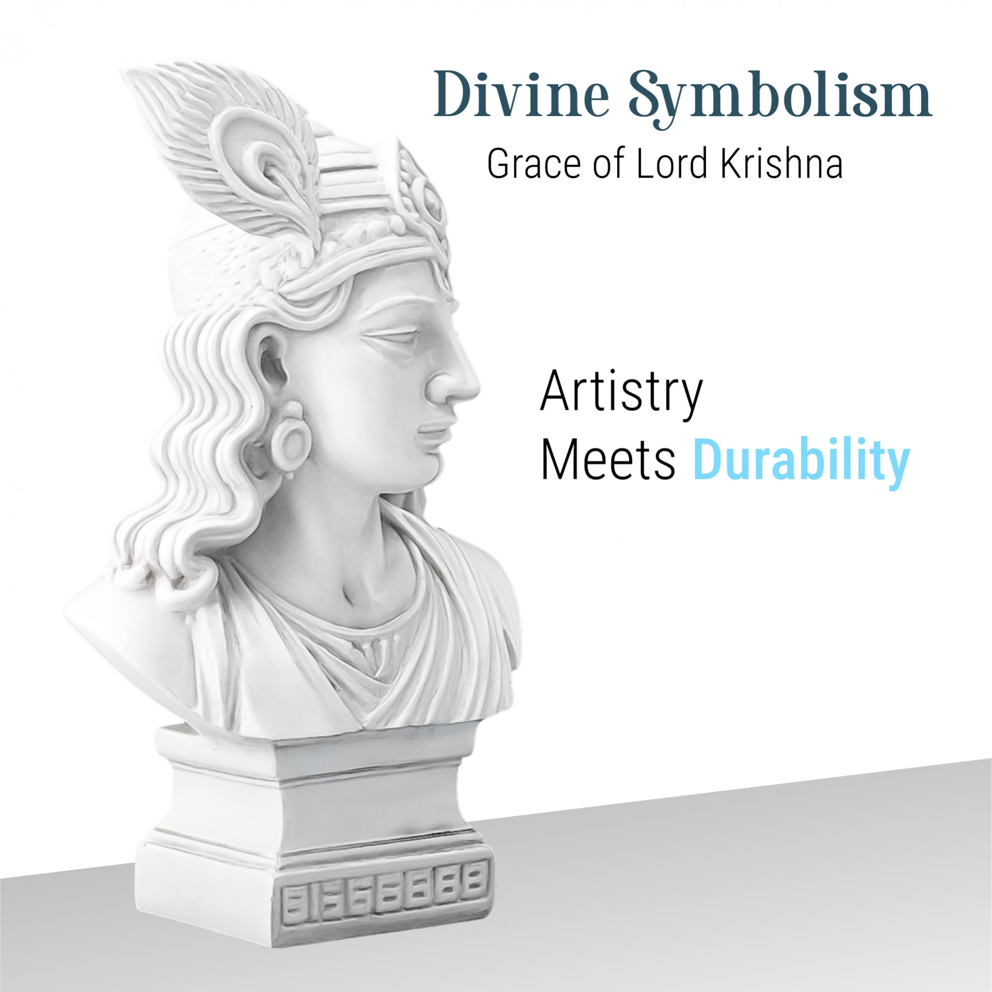 Kuber Industries 7 Inch Resin Lord Krishna Idol  Figurine  Show Pieces for Home Decor Living Room and Office Desk  House Warming Gifts  White