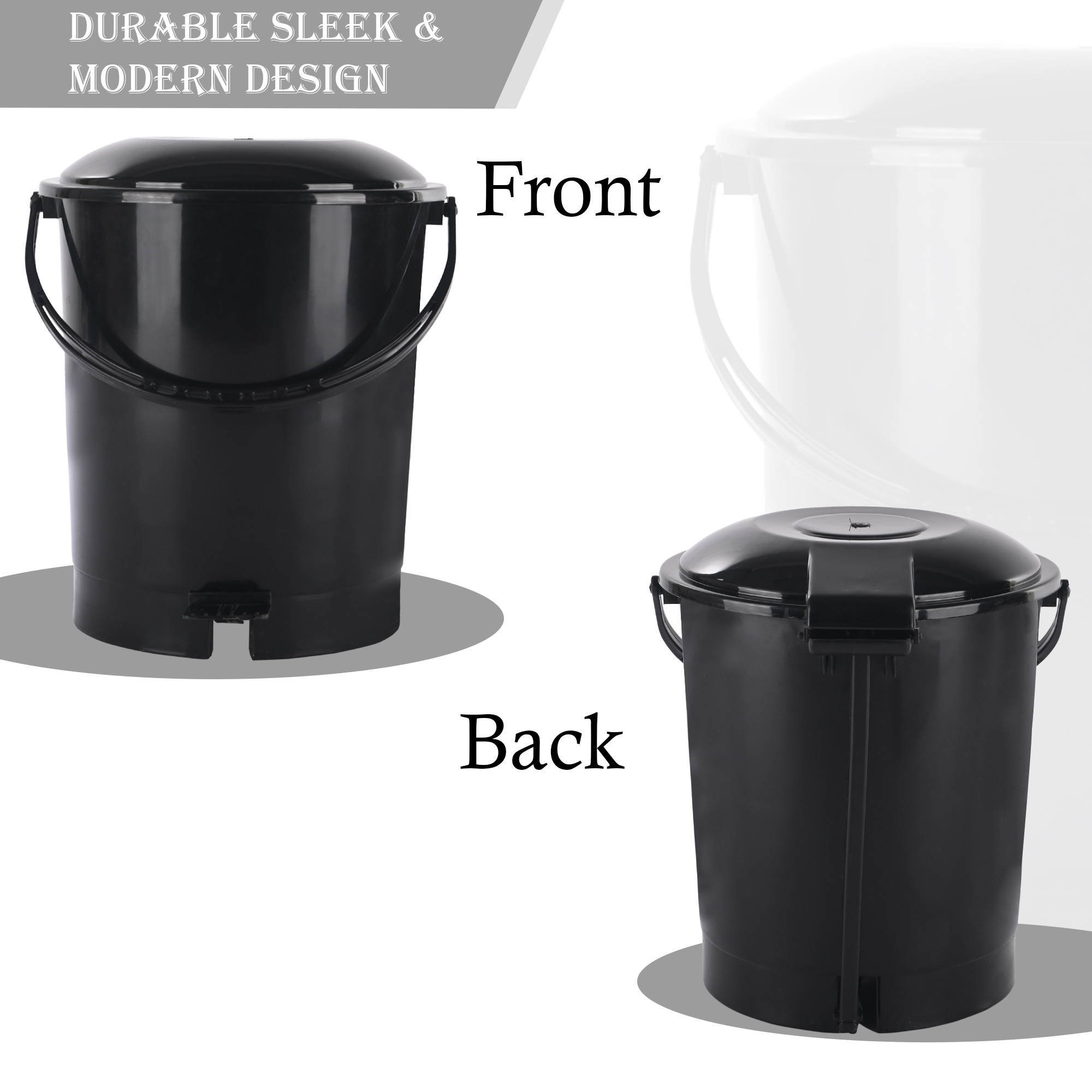 Kuber Industries 7 Ltr Plastic Dustbin for Home with Pedal Lid  Handle  Dustbin for Kitchen Bathroom  Office  Garbage Bin for Wet or Dry Waste  Check Dhakkan- Black