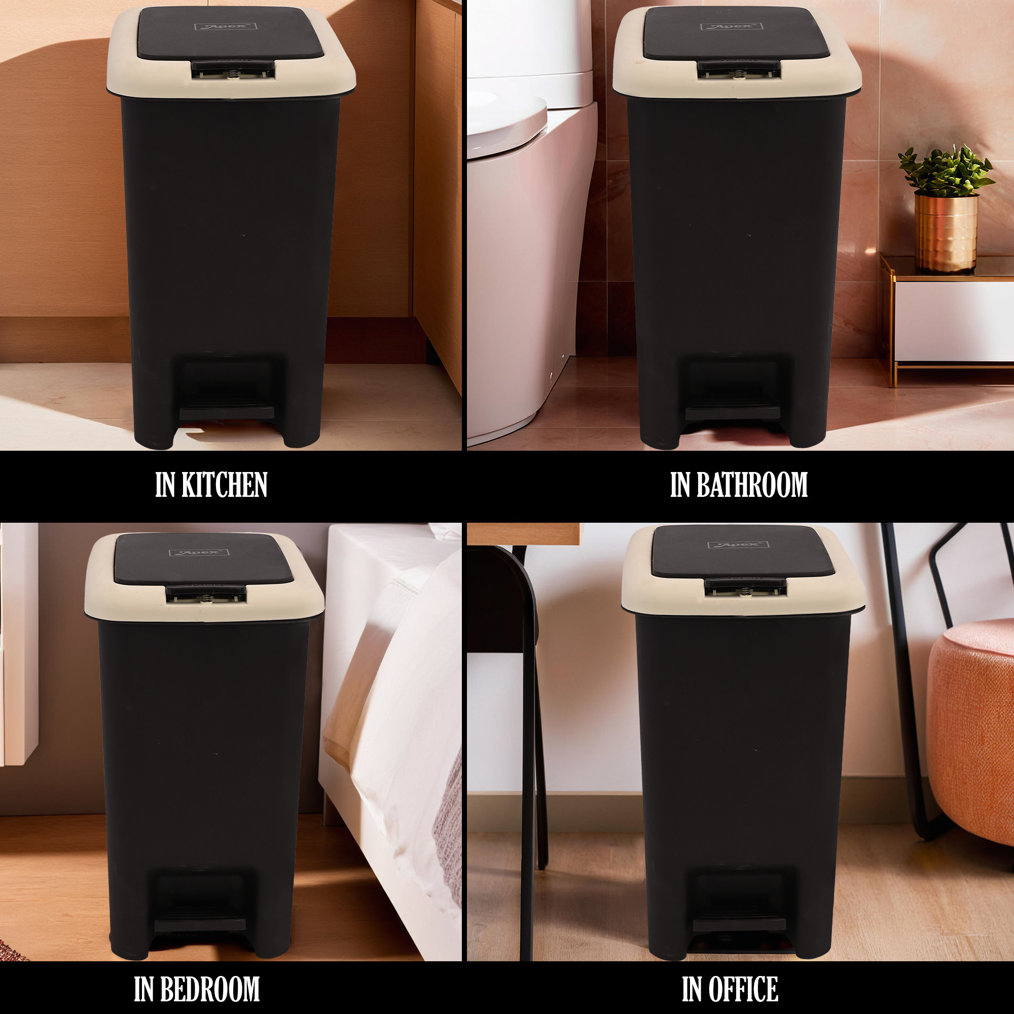 Kuber Industries 7 Ltr Spring Lock Dustbin for Kitchen  Home with Pedal  Dust Bin  Waste Box for BedroomOffice Toilet  Under Sink Garbage Holder  Brown  Cream