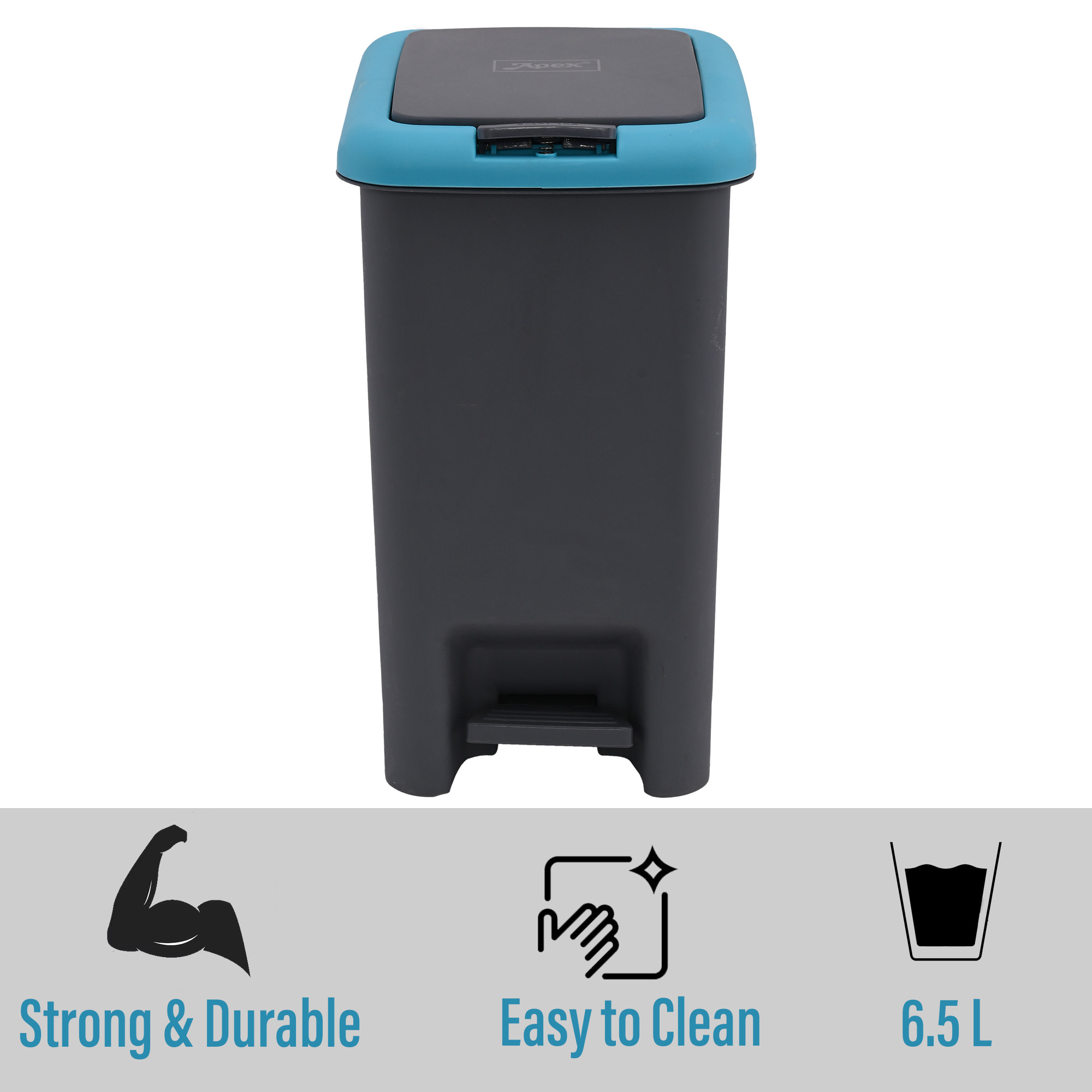 Kuber Industries 7 Ltr Spring Lock Dustbin for Kitchen  Home with Pedal  Dust Bin  Waste Box for BedroomOffice Toilets  Under Sink Garbage Holder  Grey  Blue