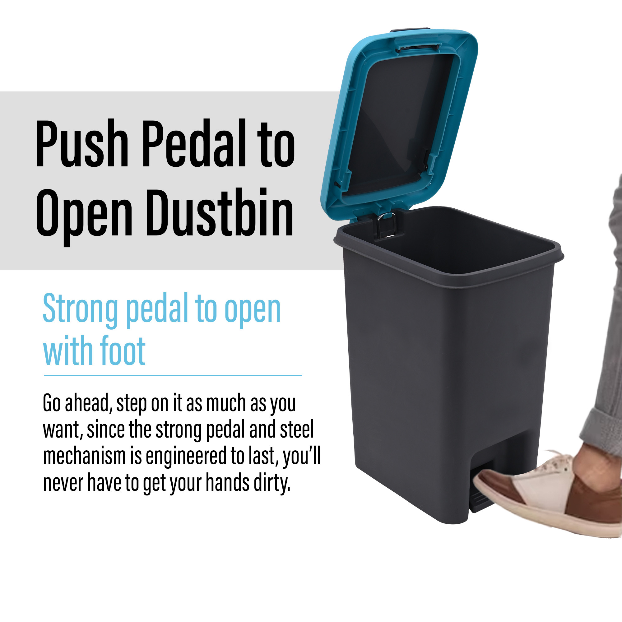 Kuber Industries 7 Ltr Spring Lock Dustbin for Kitchen  Home with Pedal  Dust Bin  Waste Box for BedroomOffice Toilets  Under Sink Garbage Holder  Grey  Blue