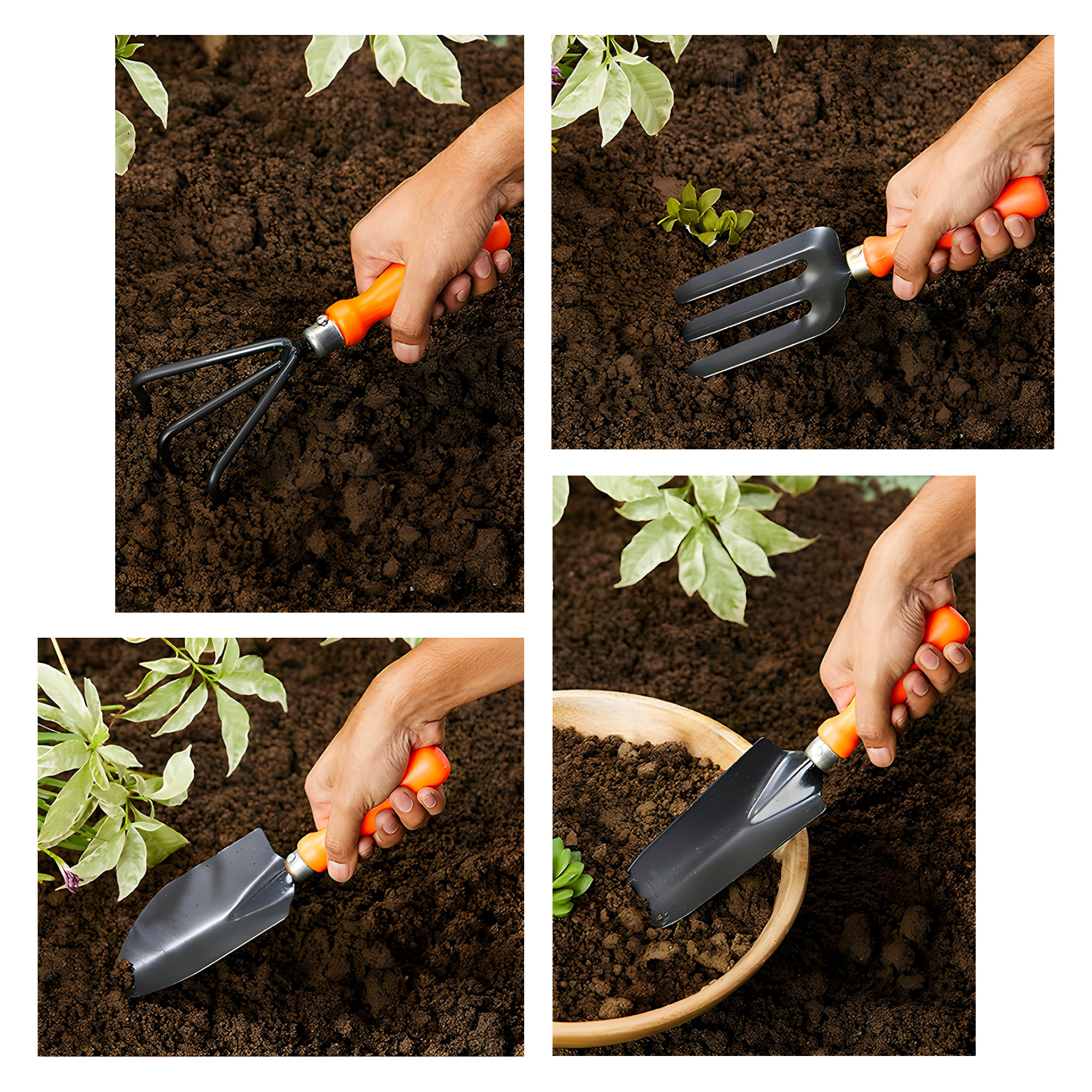 Kuber Industries 7 Pcs Metal Gardening Tools Kit for Home Garden  Pruner Cutter Garden Gloves Cultivator Fork Shovel Trowel Weeder Plant Tools  Terrace Gardening Accessories Set  Orange