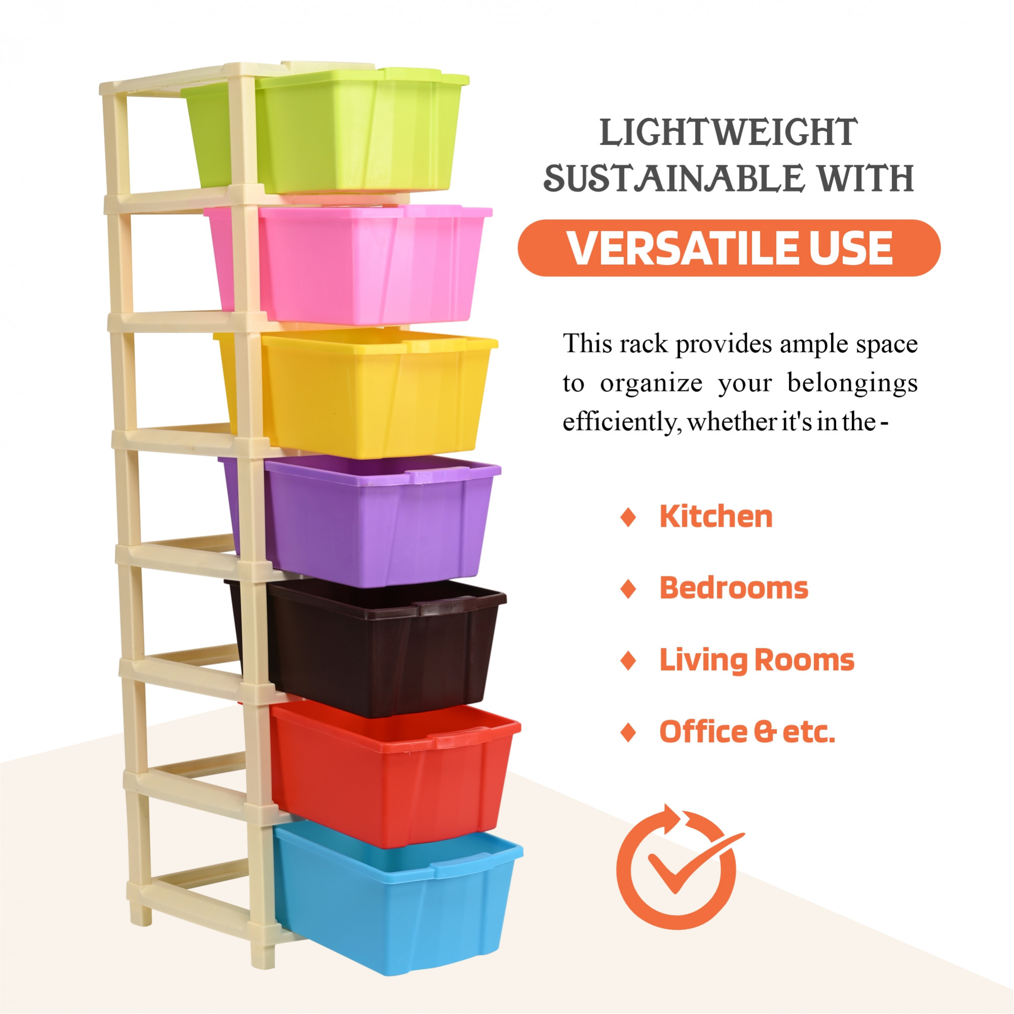 Kuber Industries 7-Tier Multipurpose Drawer Cabinet for Clothes Toys  Stationary Items  Space-Saving Drawer Storage Organizer for Bedroom Living Room  Home  Multicolor