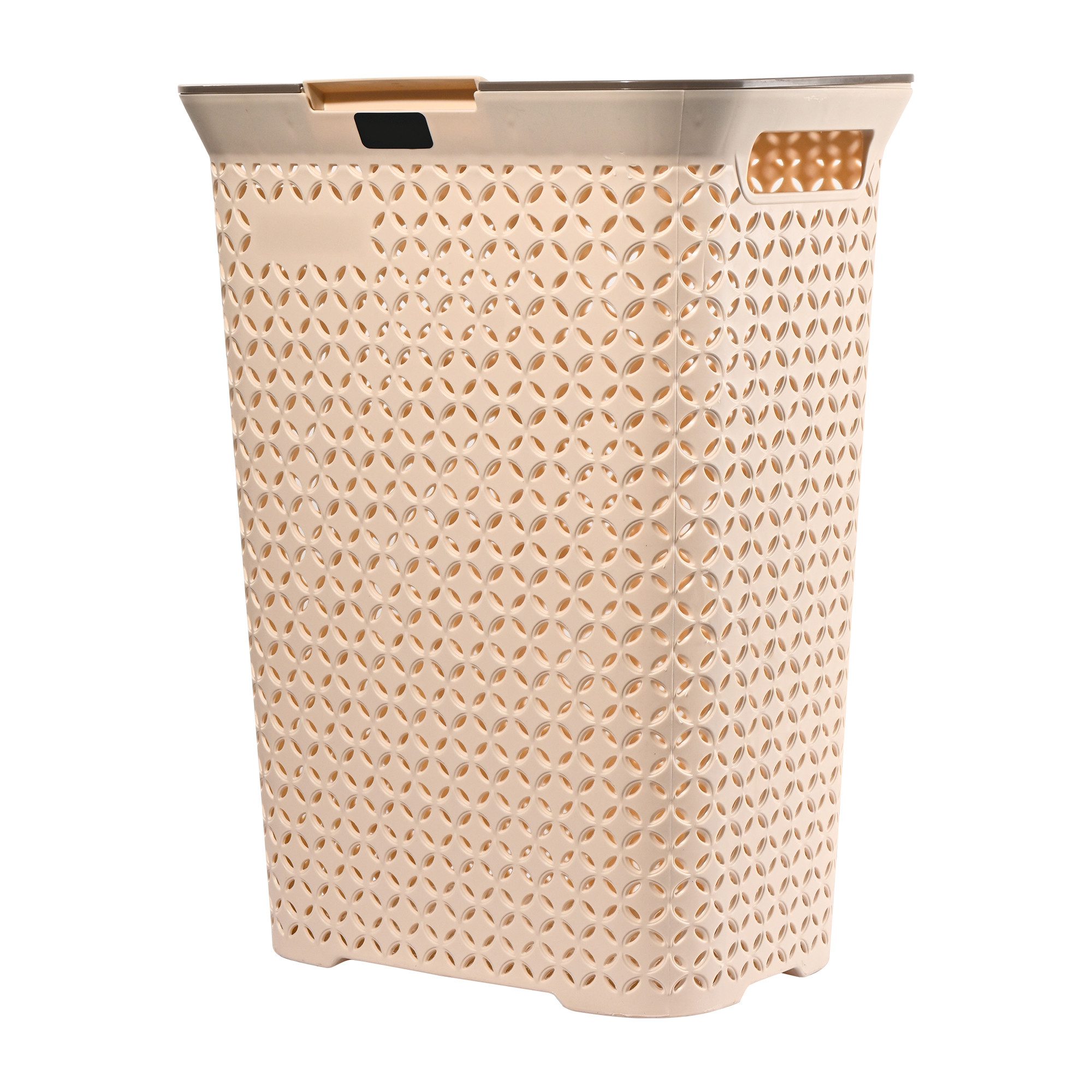 Kuber Industries 70 Ltrs Plastic Large Laundry Basket for Clothes with Lid  Multipurpose Storage Organiser for Home Bedroom and Bathroom  Ivory