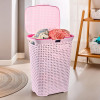 Kuber Industries 70 Ltrs Plastic Large Laundry Basket for Clothes with Lid | Multipurpose Storage Organiser for Home, Bedroom and Bathroom | Pale Pink