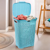 Kuber Industries 70 Ltrs Plastic Large Laundry Basket for Clothes with Lid | Multipurpose Storage Organiser for Home, Bedroom and Bathroom | Aero Blue