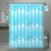 71x71 Inch Waterproof Shower Curtains For Bathroom with 12 Rings | Washroom Partition Screen &amp; Wall Divider Parda For Bath | JY-6 | Shark Print- Blue