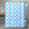 71x71 Inch Waterproof Shower Curtains For Bathroom with 12 Rings | Washroom Partition Screen & Wall Divider Parda For Bath | JY-2-2 | Block Print - Blue