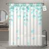 71x71 Inch Waterproof Shower Curtains For Bathroom with 12 Rings | Washroom Partition Screen & Wall Divider Parda For Bath | JY-4-2 | Leaf Print - Green