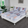 72x78 Inch Cotton Elastic Bedsheets for Double Bed with 2 Pillow Covers | Easy to Maintain Fitted Double Bedsheet Cotton for Daily Use | Leaf Design -Grey