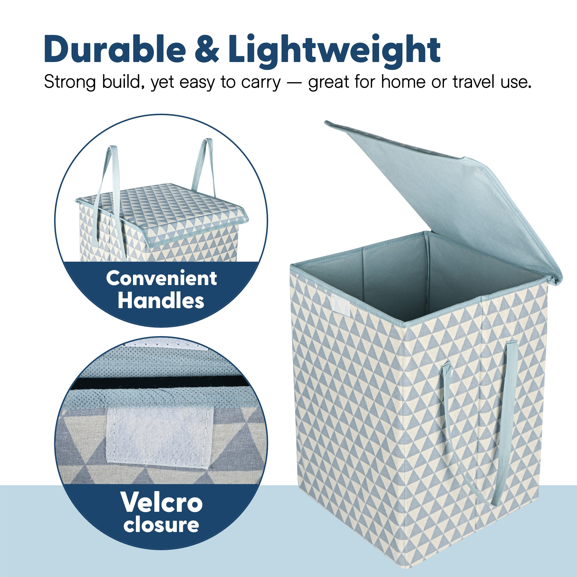 Kuber Industries 75 L Big Size Laundry Bag for Clothes  Foldable Laundry Basket for Clothes Storage with Lid  Dress Basket Perfect for Everyday Use Toys Bedroom  Triangular Print  Grey