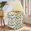 75 L Big Size Laundry Bag for Clothes | Foldable Laundry Basket for Clothes Storage with Lid | Dress Basket Perfect for Everyday Use, Toys, Bedroom | Tree Print | Green