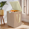 75 L Big Size Laundry Bag for Clothes | Foldable Laundry Basket for Clothes Storage with Lid | Dress Basket Perfect for Everyday Use, Toys, Bedroom | Checked Print | Brown
