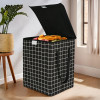 75 L Big Size Laundry Bag for Clothes | Foldable Laundry Basket for Clothes Storage with Lid | Dress Basket Perfect for Everyday Use, Toys, Bedroom | Checked Print | Black