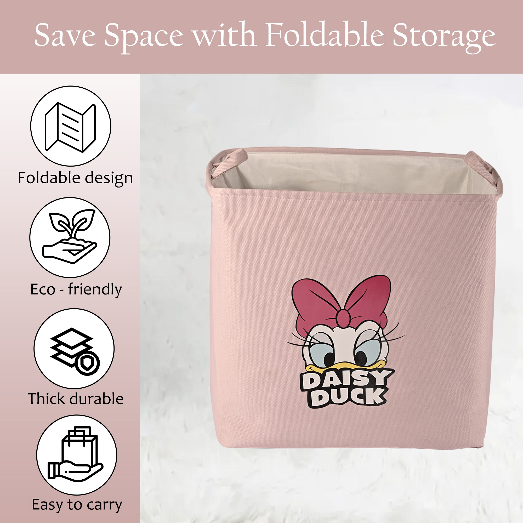 Kuber Industries 75 Ltr Foldable Toys Storage Box Big Size with Handles  Sturdy and Spacious Kids Toys Organiser  Multi-Purpose Laundry Hamper for Dirty Clothes  LJ-19-PNK  Pink