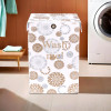75L Foldable Laundry Basket for Clothes with Lid | Collapsible Kids Cloth Bin with Holder &amp; Washing Clothes Storage Basket for Home | Gola Print -White
