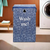 75L Foldable Laundry Basket for Clothes with Lid | Collapsible Kids Cloth Bin with Holder & Washing Clothes Storage Basket for Home | Flower Print -Navy Blue