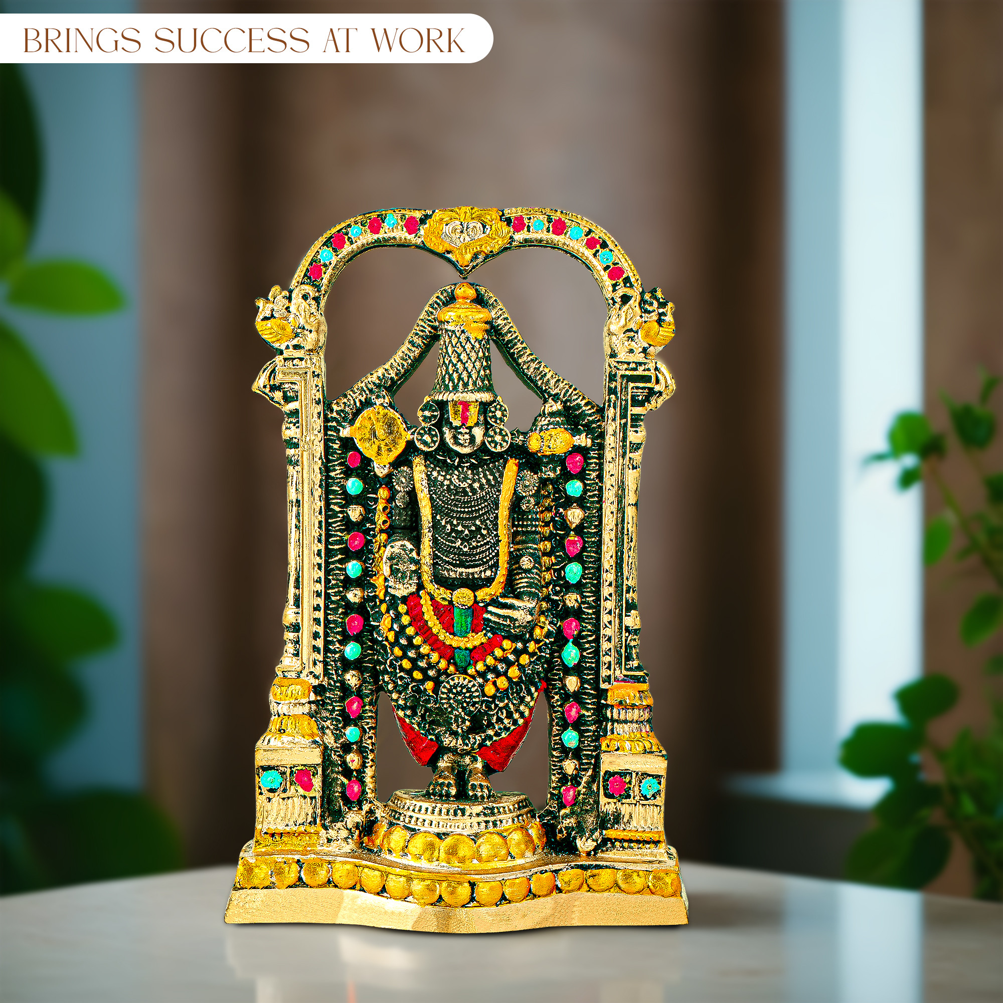 Kuber Industries 8 Inch Resin Tirupati Balaji Idol for Pooja Room  Lord Venkateshwara Swamy Idol for Office Desk  House Warming Gifts for Home Decor  Golden