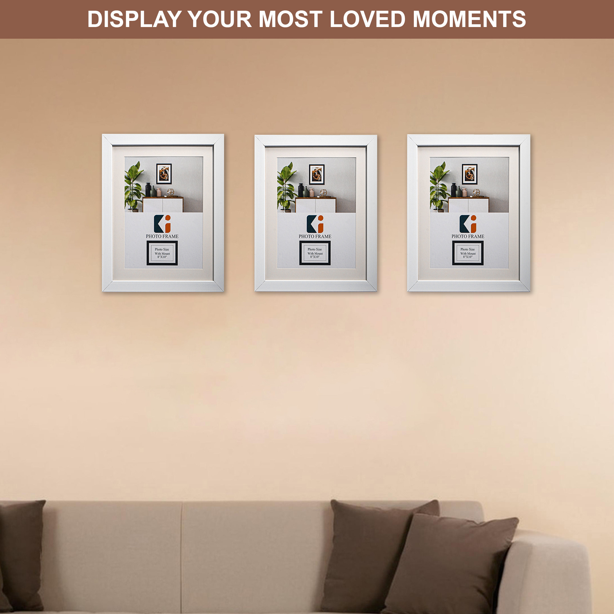 Kuber Industries 8 x 10 Inches Large Photo Frame Set of 5  Plexi Glass  White Photo Frame for Hanging Wall Decor  Photoframe for Living Room Bedroom Wall Home and Office Decor