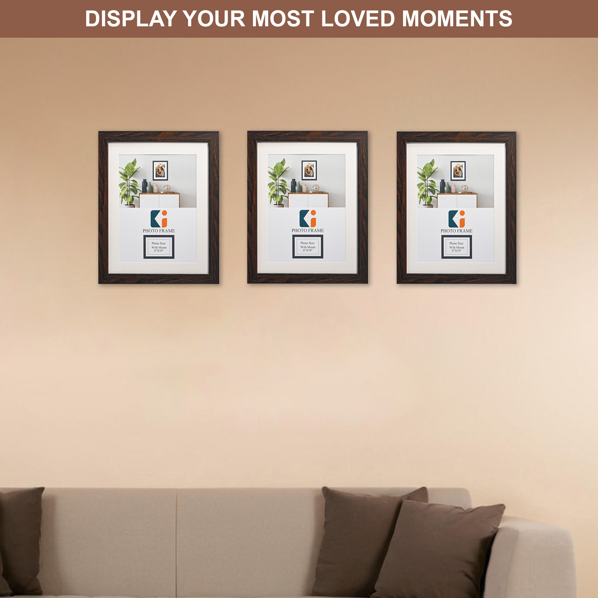 Kuber Industries 8 x 10 Inches Large Photo Frame Set of 5 for Hanging Wall Decor  Plexi Glass  Picture Frames for Home Decor and Office  Photoframe for Living Room and Bedroom Wall  Brown